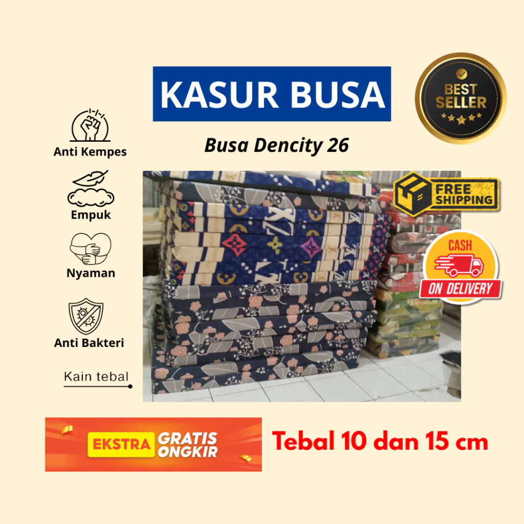 Kasur Busa D26 Tebal Super Awet – Ukuran 200x140 / 200x120 / 200x90 cm, Motif Random - Image 6
