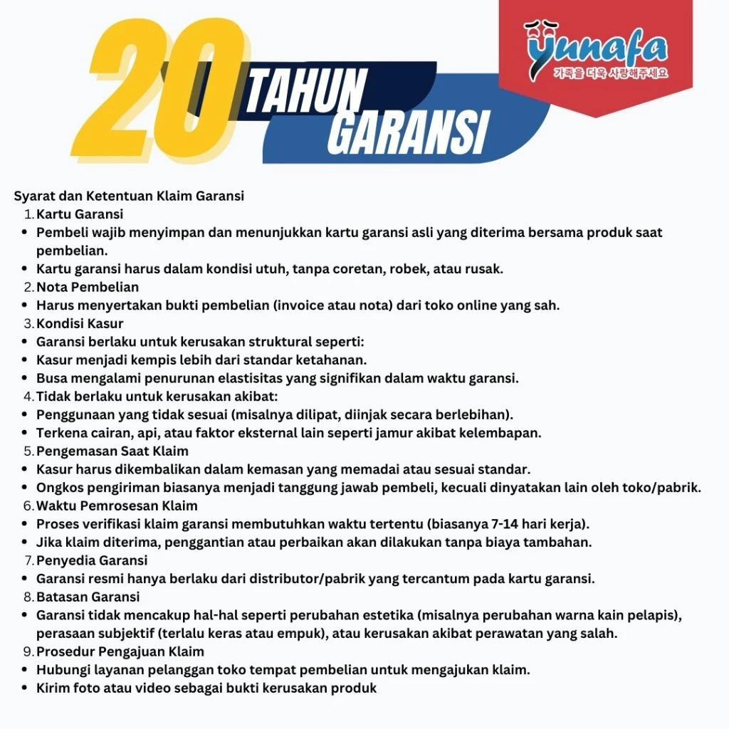 Kasur Busa Yunafa 25cm Quilting Premium – Garansi 20 Tahun + Free Bantal Ukuran 90/120/160/180x200cm - Image 7