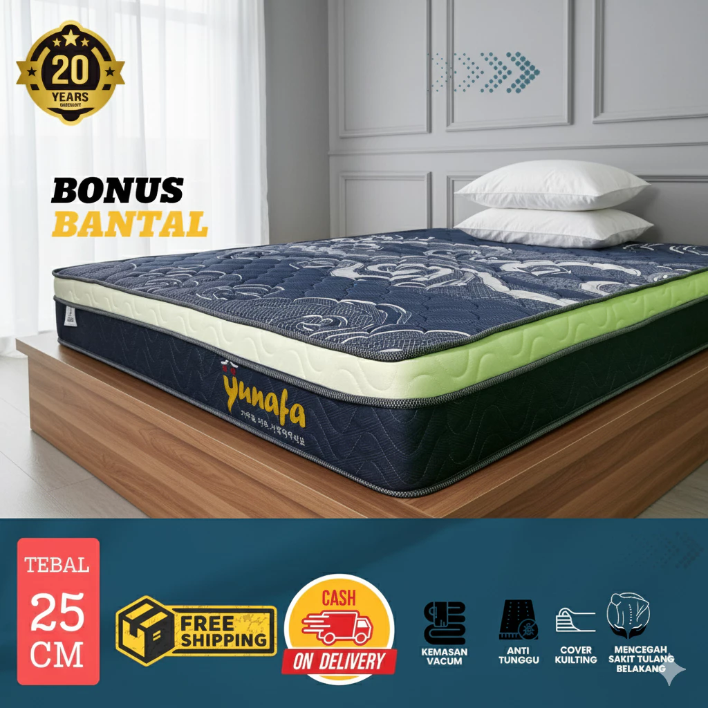 Kasur Busa Yunafa 25cm Quilting Premium – Garansi 20 Tahun + Free Bantal Ukuran 90/120/160/180x200cm - Image 6