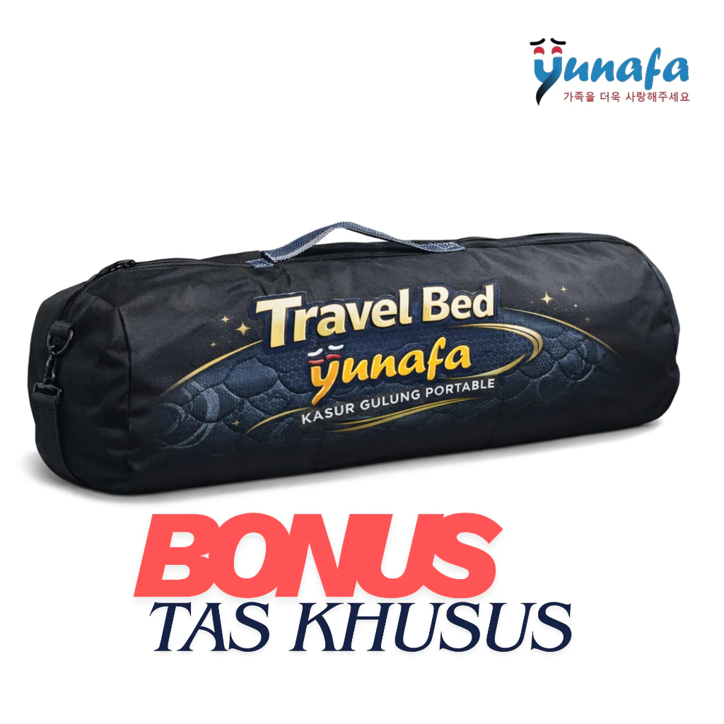 Yunafa Travel Bed / Kasur Lipat Uk 200x90 cm dan 200x120 cm / Travel Bed Mattress Bonus Tas - Image 6