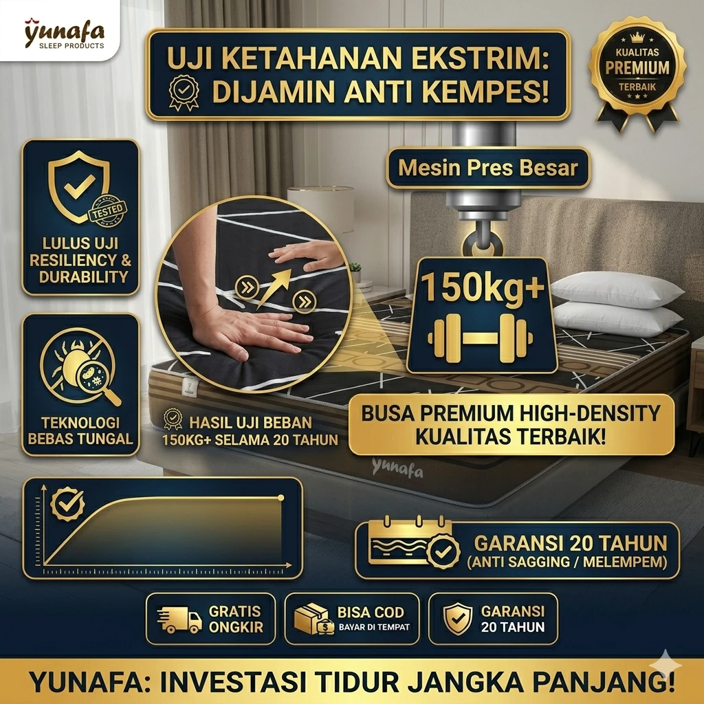 Kasur Busa Yunafa Premium Cool Polymicro Tebal 22cm - High Density Foam & Packing Kardus - Garansi Jelas & Anti Kempes - Image 6