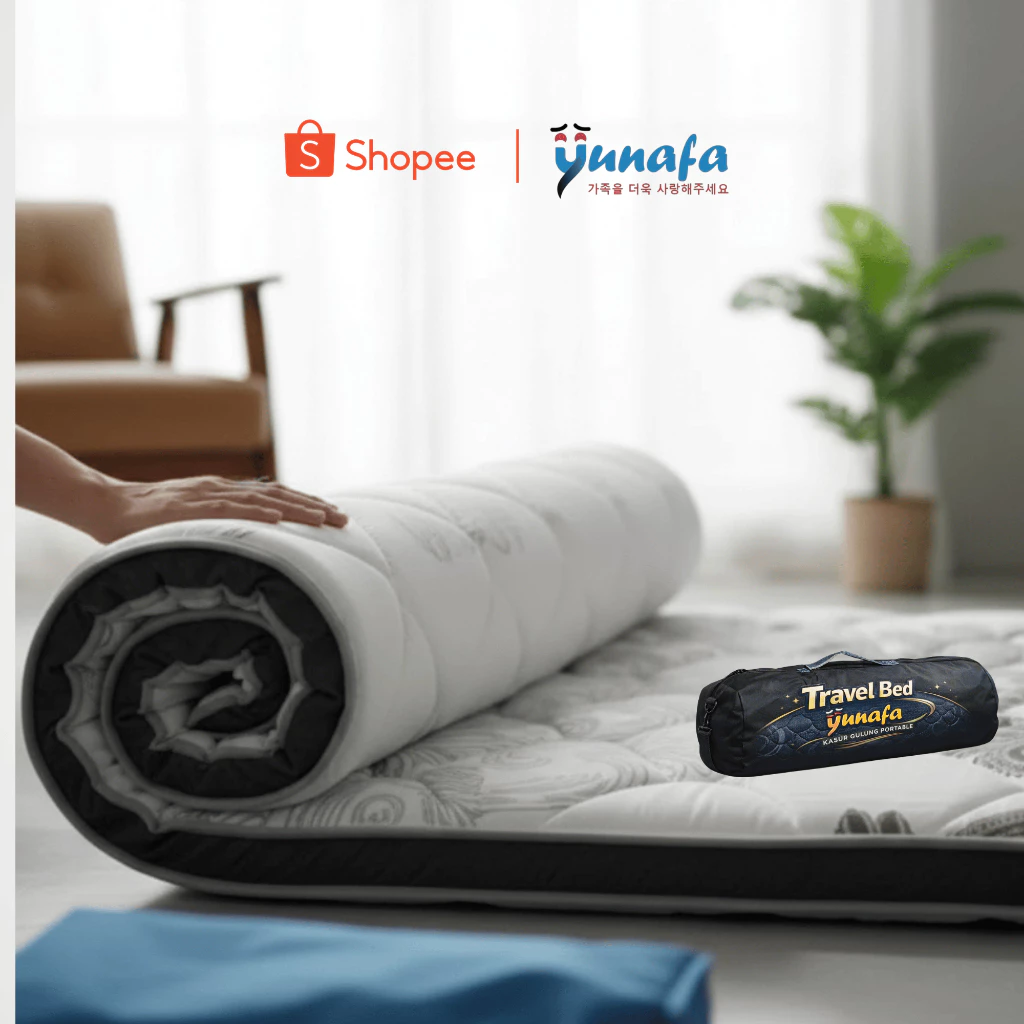 Yunafa Travel Bed / Kasur Lipat Uk 200x90 cm dan 200x120 cm / Travel Bed Mattress Bonus Tas - Image 2