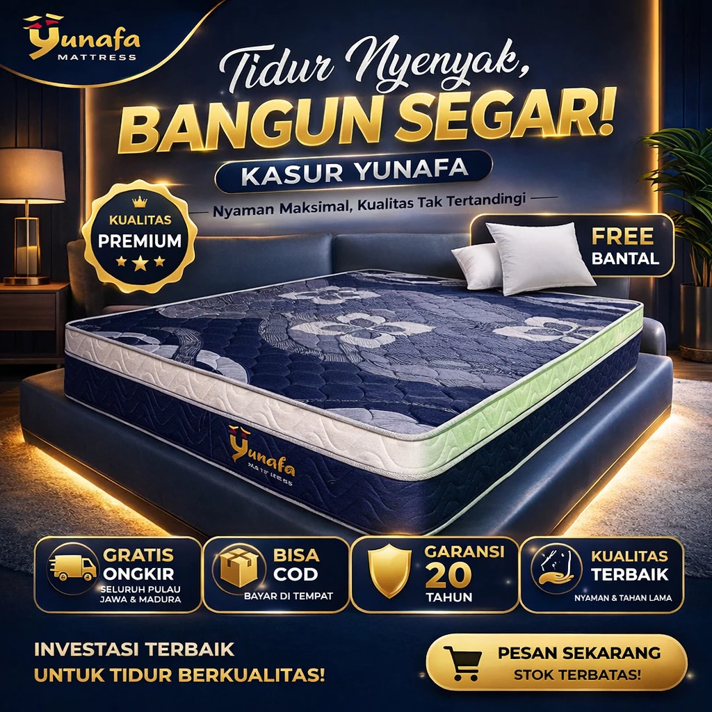 Kasur Busa Yunafa 25cm Quilting Premium – Garansi 20 Tahun + Free Bantal Ukuran 90/120/160/180x200cm - Image 2