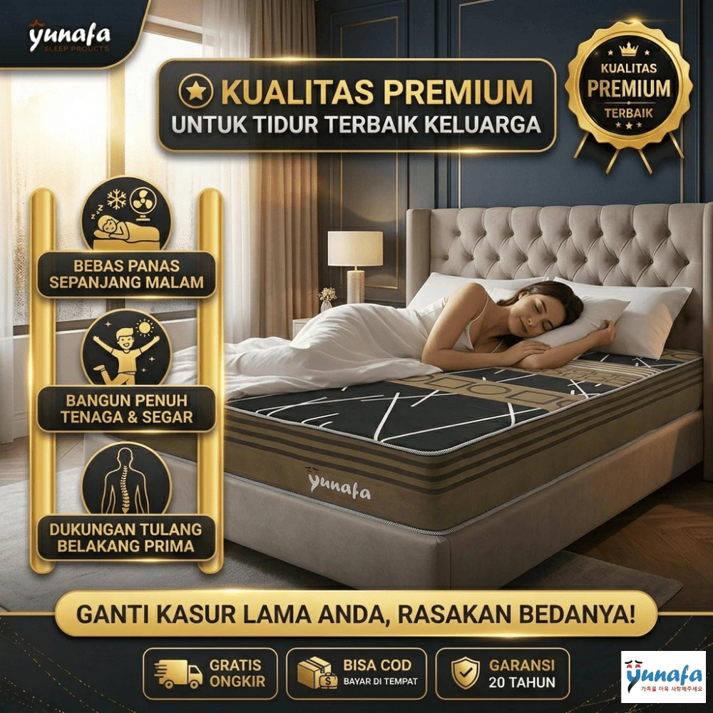 Kasur Busa Yunafa Premium Cool Polymicro Tebal 27cm - High Density Foam & Packing Kardus - Garansi Jelas & Anti Kempes - Image 3